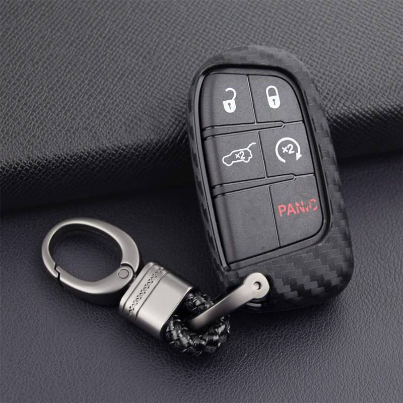 M.JVisun Weich Fall für Dodge Charger Challenger Dart Durango Journey JCUV RAM für Chrysler 300 300C 200 für Fiat Freemont Ottimo Viaggio Silikon Kohlefaser Muster Schlüsselgehäuse-Weben Schlüsselbund von M.JVisun