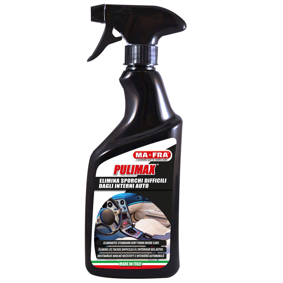 MA-FRA H0215 Pulimax Mehrzweck-Waschmittel für Autoinnenräume, erneuert Farben und entfernt hartnäckigen Schmutz, neutralisiert Gerüche und hinterlässt ein zartes Parfüm, Größe 500 ml von Mafra