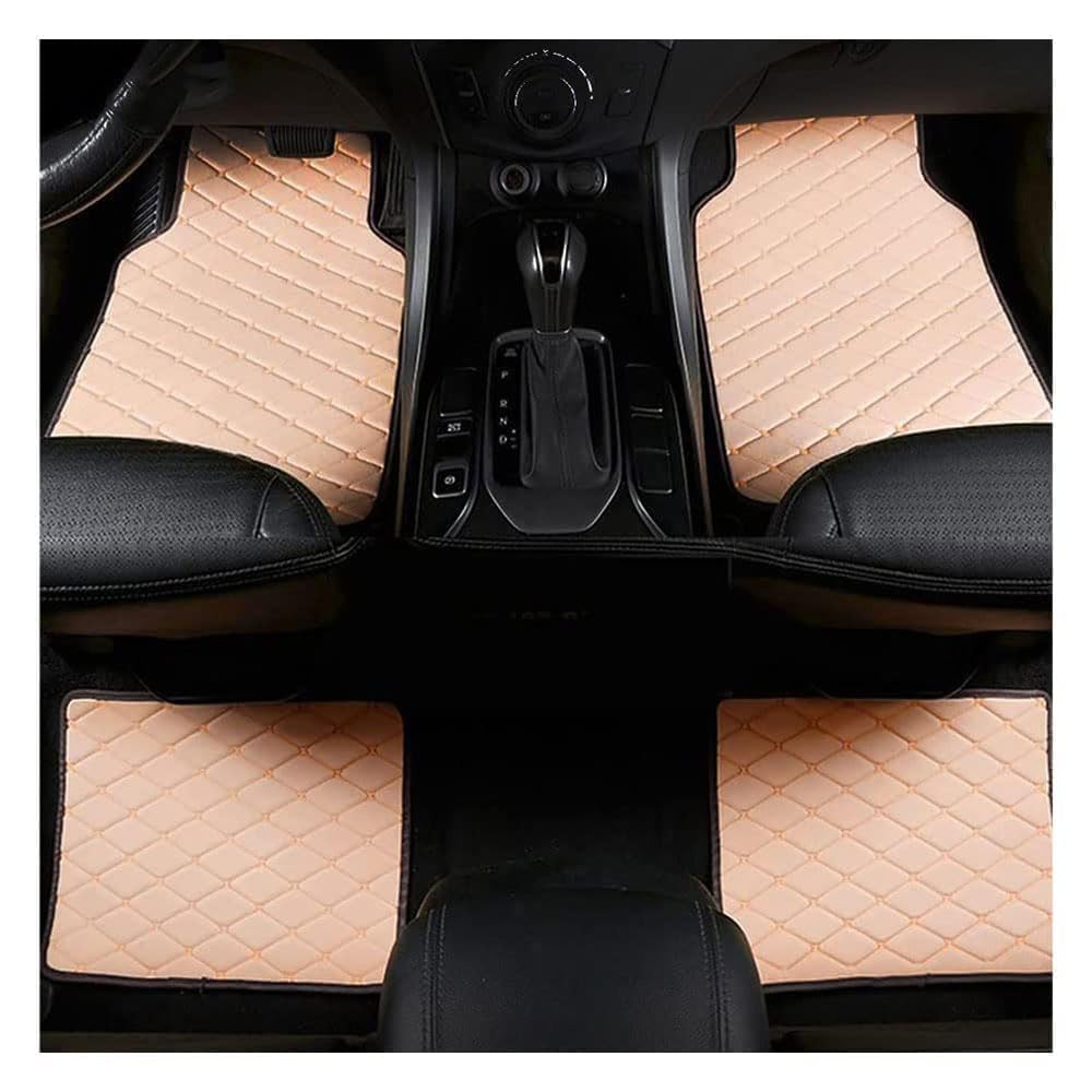 4 Stück Auto-Leder-Bodenmatten, für Ford KUGA ST-Line (2015-2019) Auto vorne und hinten Fußmatten Allwetter-Leder wasserdicht rutschfest Kratzfest,D-beige-normal von MAALLOP