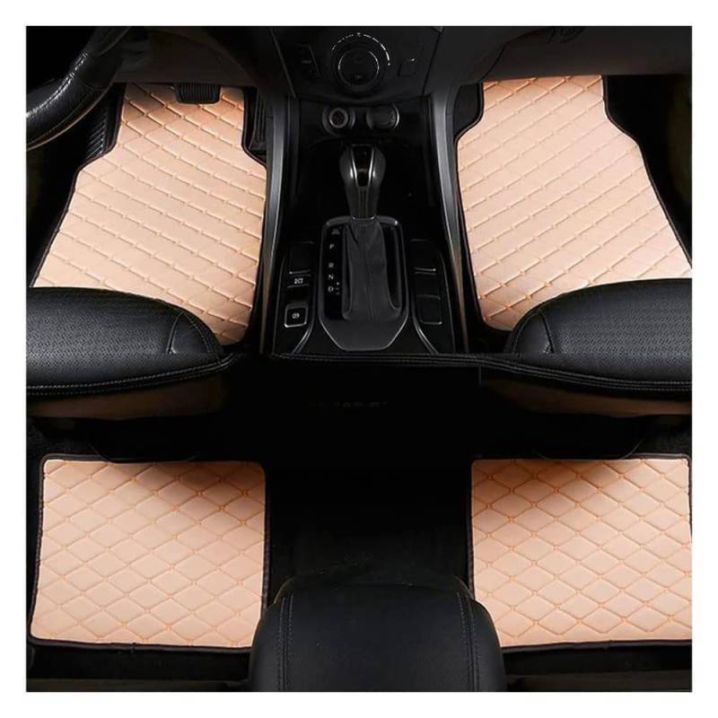 4 Stück Auto-Leder-Bodenmatten, für Ford KUGA ST-Line (2015-2019) Auto vorne und hinten Fußmatten Allwetter-Leder wasserdicht rutschfest Kratzfest,D-beige-normal von MAALLOP