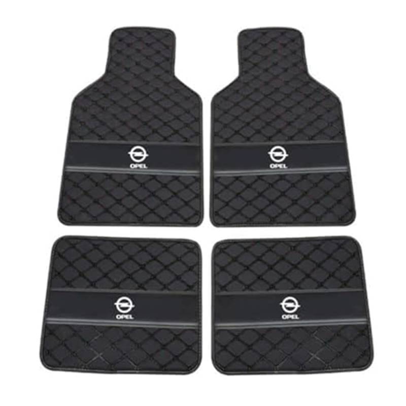 4 Stück Leder Auto-Fussmatten für OPEL Mokka B 2021-2025, Anpassen Allwetter Wasserdicht Anti Rutsch Matten, Automatten-Set,All Black-normal von MAALLOP