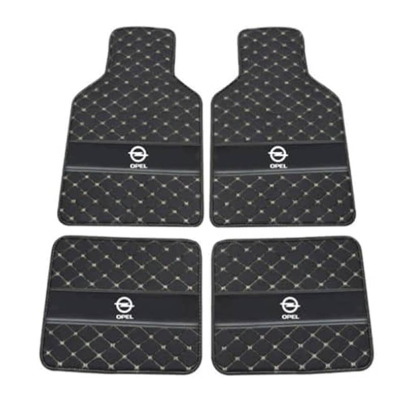 4 Stück Leder Auto-Fussmatten für OPEL Mokka B 2021-2025, Anpassen Allwetter Wasserdicht Anti Rutsch Matten, Automatten-Set,Black Beige-normal von MAALLOP