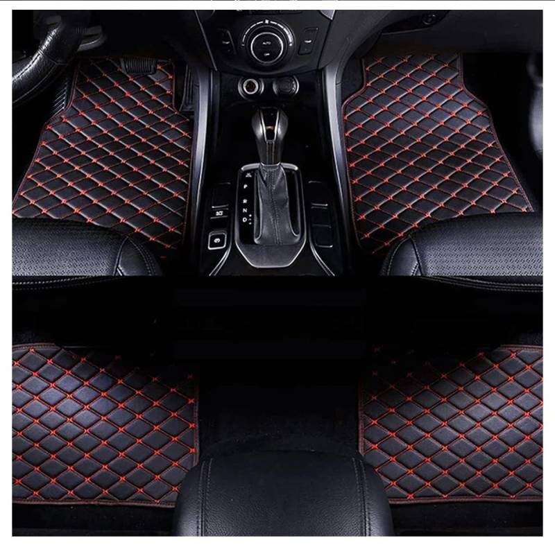 4Stück Leder Auto Fußmatten für Toyota C-HR CHR Hybrid/C-HR EV A-Gasoline/2016-2024, Teppich Set Allwetter rutschfeste wasserdichte Zubehör,A/Black-red-normal von MAALLOP