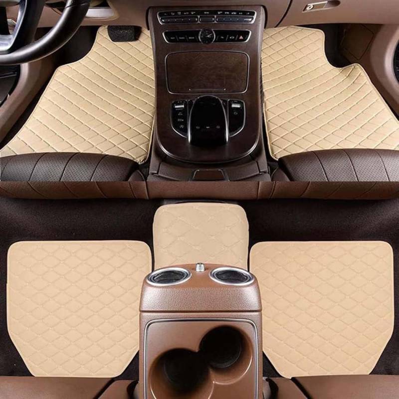 5-teiliges Leder-Auto-Fußmatten-Set für ORA Funky Cat 2023, wasserdicht, rutschfest, vorne und hinten, Schutz-Fußpolster-Set, Styling-Innenraum-Zubehör,B-normal von MAALLOP