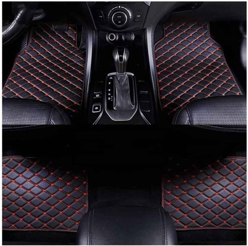 Auto Bodenmatte Fußmatten für Suzuki Ignis 2016-2020, Nach Maß Allwetterschutz Leder Fussmatten Vorne und Hinten Automatten Set,Black-red-normal von MAALLOP