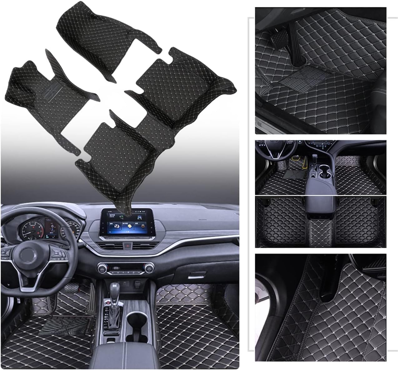 Auto Bodenmatte Fußmatten für Volvo XC60 Hybrid 2018-2023 2024 2025, Nach Maß Allwetterschutz Leder Fussmatten Vorne und Hinten Automatten Set,Black-beige-normal Auto Bodenmatte Fußmatten für Volvo XC60 Hybrid 2018-2023 2024 2025, Nach Maß Allwetterschutz Leder Fussmatten Vorne und Hinten Automatten Set,Black-beige-normal von MAALLOP
