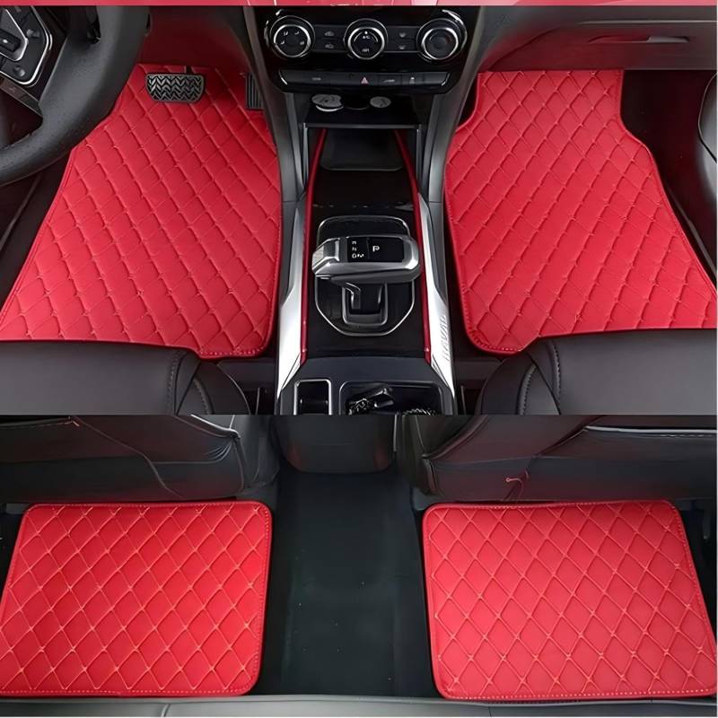 Auto FußMatten für Audi A5 Coupe 8T3 2011 2012 2013 2014 2015 2016, Leder Allwetter wasserdichte rutschfeste Auto Fussmatten Bodenschutz Unterlage Innenraum Zubehör,-Red-normal von MAALLOP