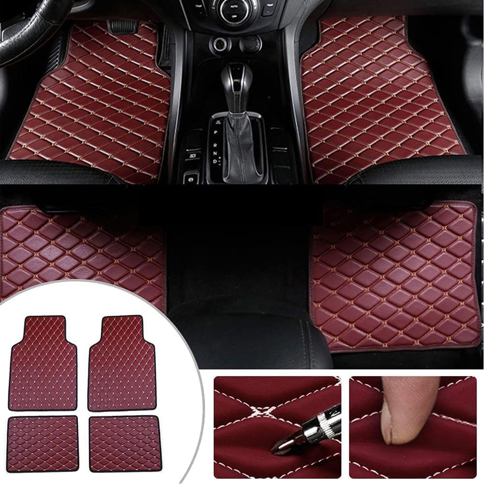 Auto Fußmatten für Porsche 911 (4seats) 997 2005-2011 LHD, Allwetter Leder Fußmatten, Wasserdicht Anti-Rutsch Teppich Matten Vorne und Hinten Autoteppich, Auto Zubehör,G Claret-normal von MAALLOP