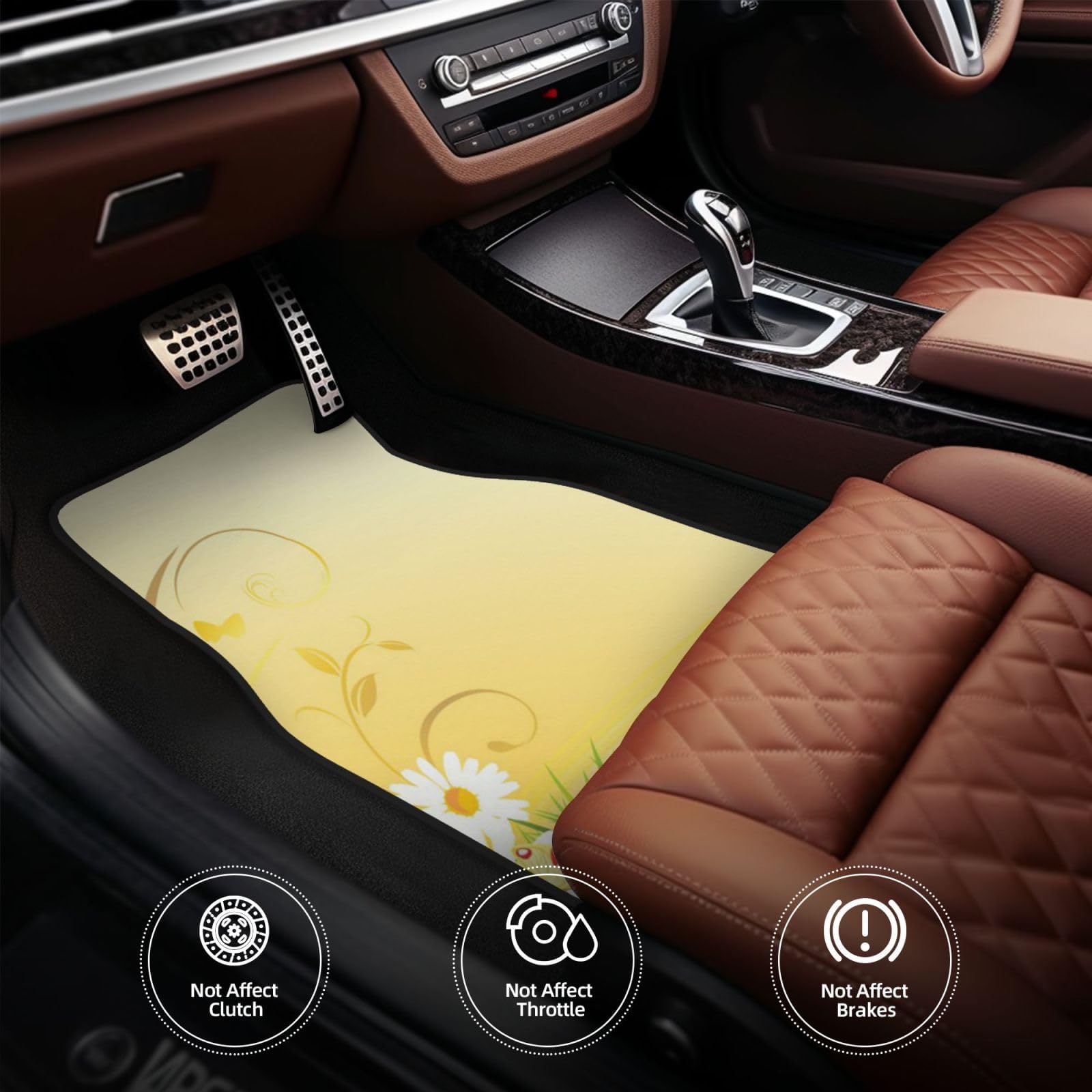 Auto-Fußmatten mit rosa Blumen, komplettes Set, 4 Stück, wasserdicht, Gummi-Fußmatten für ultimativen Schutz und Stil,Kamille Blumen Fliegende Schmetterlinge-Einheitsgröße Auto-Fußmatten mit rosa Blumen, komplettes Set, 4 Stück, wasserdicht, Gummi-Fußmatten für ultimativen Schutz und Stil,Kamille Blumen Fliegende Schmetterlinge-Einheitsgröße von MAALLOP