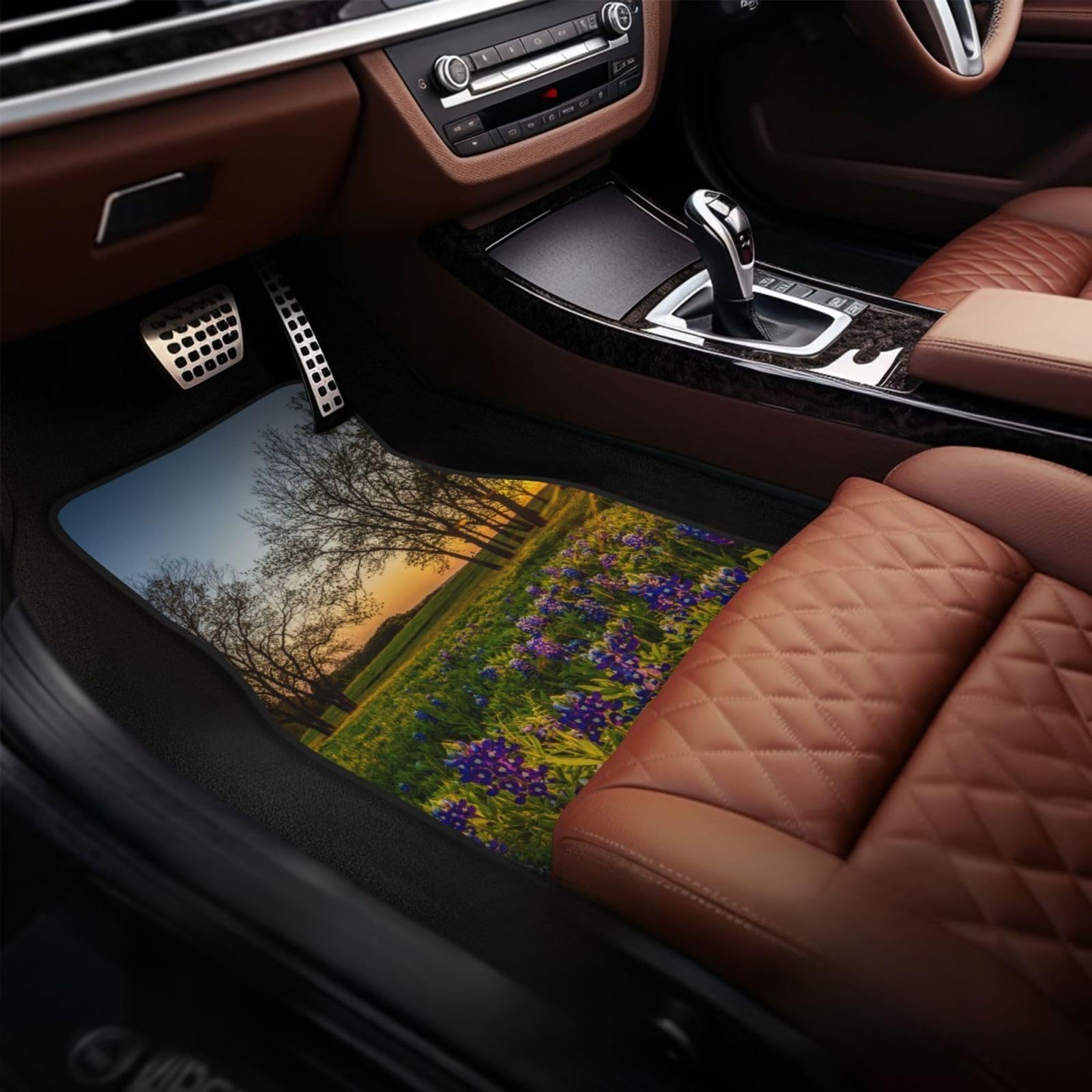 Auto-Fußmatten mit rosa Blumen, komplettes Set, 4 Stück, wasserdicht, Gummi-Fußmatten für ultimativen Schutz und Stil,Lavendelwiese bei Sonnenuntergang Frühling-Einheitsgröße Auto-Fußmatten mit rosa Blumen, komplettes Set, 4 Stück, wasserdicht, Gummi-Fußmatten für ultimativen Schutz und Stil,Lavendelwiese bei Sonnenuntergang Frühling-Einheitsgröße von MAALLOP