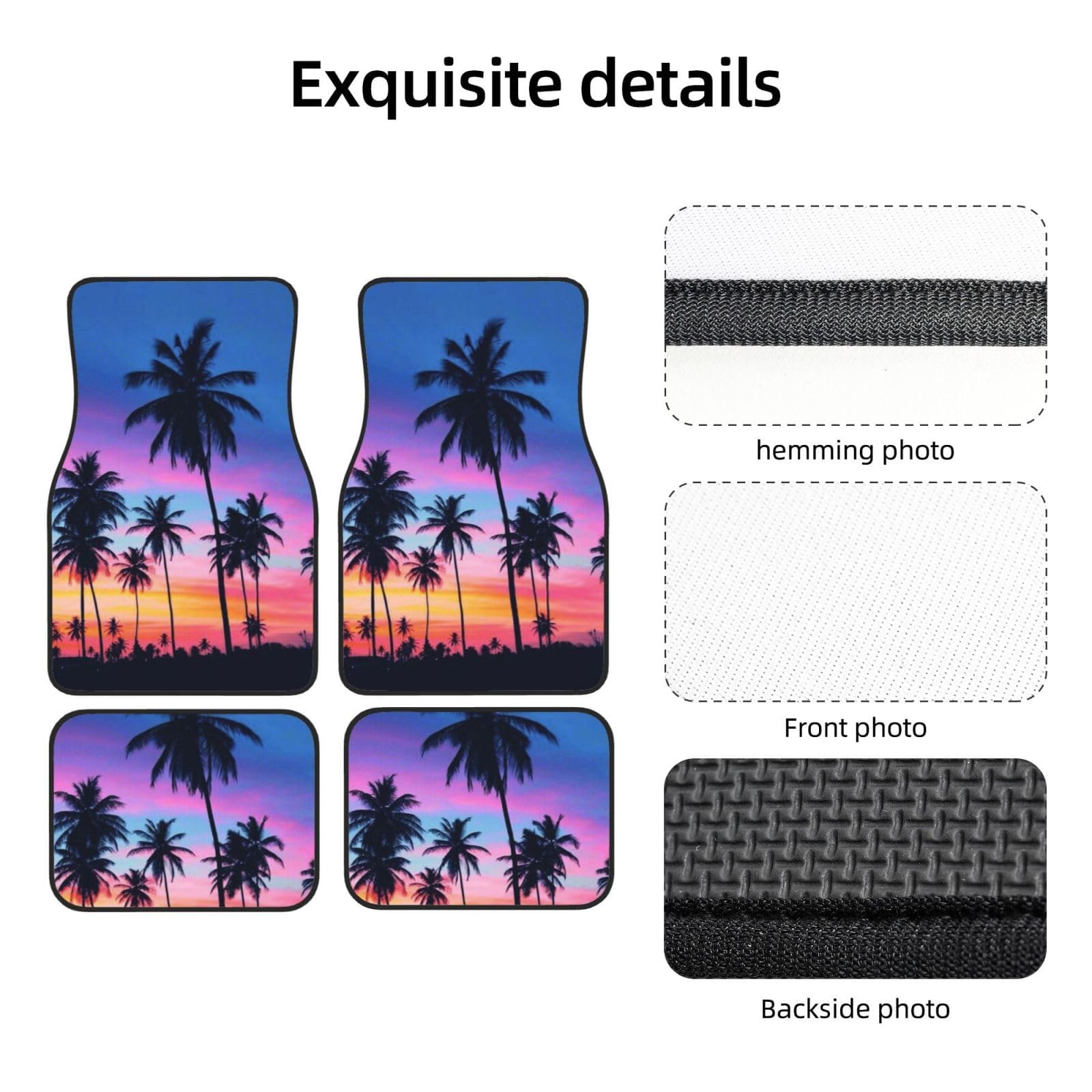 Auto-Fußmatten mit rosa Blumen, komplettes Set, 4 Stück, wasserdicht, Gummi-Fußmatten für ultimativen Schutz und Stil,Palmen-Einheitsgröße Auto-Fußmatten mit rosa Blumen, komplettes Set, 4 Stück, wasserdicht, Gummi-Fußmatten für ultimativen Schutz und Stil,Palmen-Einheitsgröße von MAALLOP
