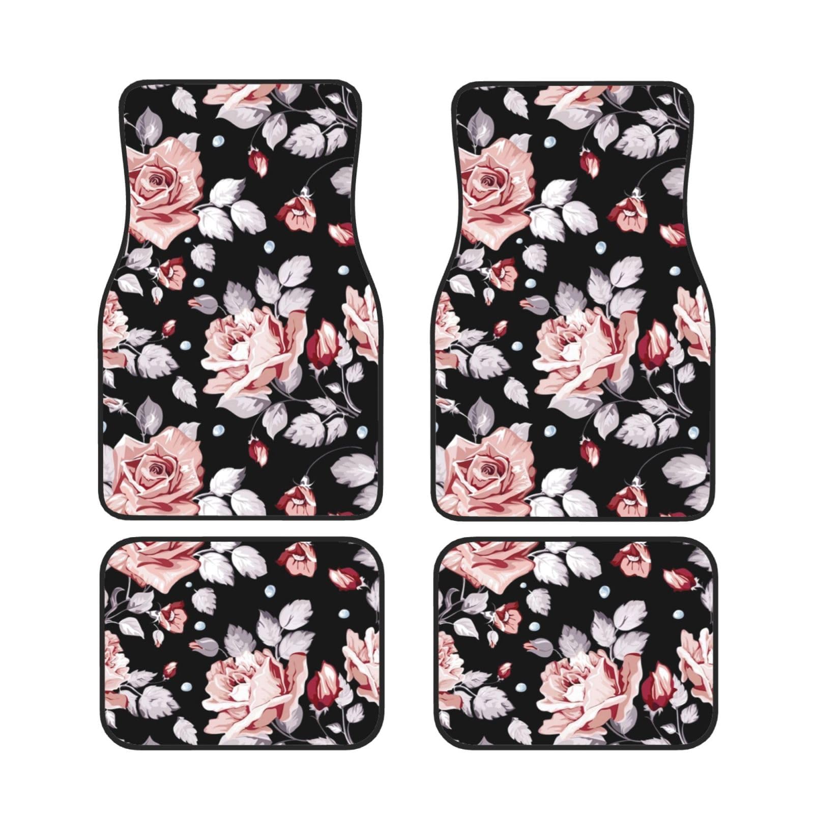Auto-Fußmatten mit rosa Blumen, komplettes Set, 4 Stück, wasserdicht, Gummi-Fußmatten für ultimativen Schutz und Stil,rosa Blume-Einheitsgröße Auto-Fußmatten mit rosa Blumen, komplettes Set, 4 Stück, wasserdicht, Gummi-Fußmatten für ultimativen Schutz und Stil,rosa Blume-Einheitsgröße von MAALLOP