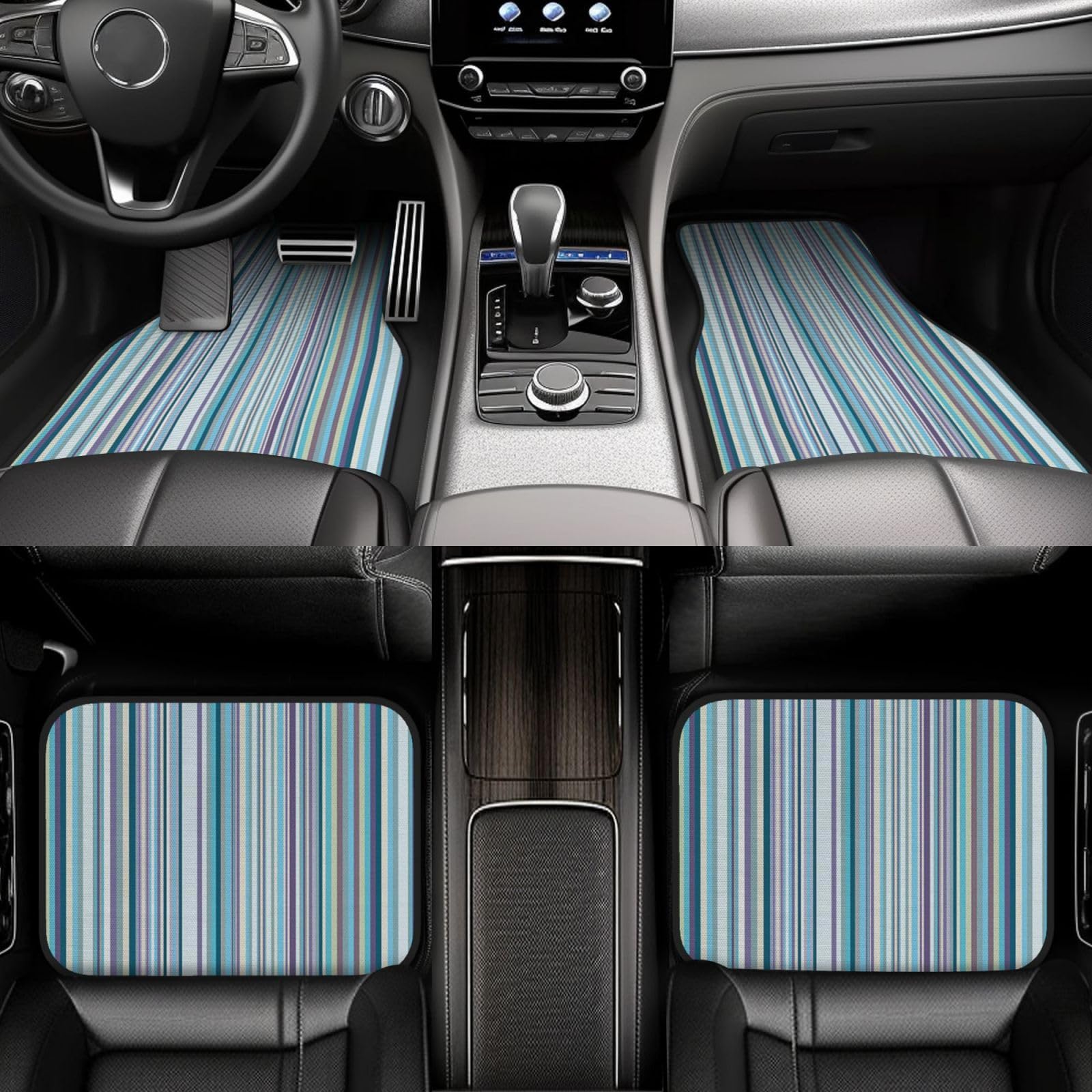 Auto-Fußmatten mit rosa Blumen, komplettes Set, 4 Stück, wasserdicht, Gummi-Fußmatten für ultimativen Schutz und Stil,vertikale Streifen-Einheitsgröße Auto-Fußmatten mit rosa Blumen, komplettes Set, 4 Stück, wasserdicht, Gummi-Fußmatten für ultimativen Schutz und Stil,vertikale Streifen-Einheitsgröße von MAALLOP
