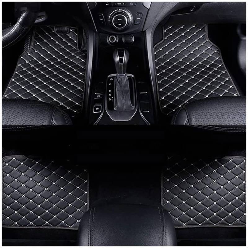 Auto Leder Fußmatten für Peugeot 107 108 206 207 207 CC 208 307 307 CC 308 308 CC 406 407, Ledermaterial Vorne Hinten wasserdichte rutschfeste Abriebfest Passgenau Allwetter Innenschut von MAALLOP