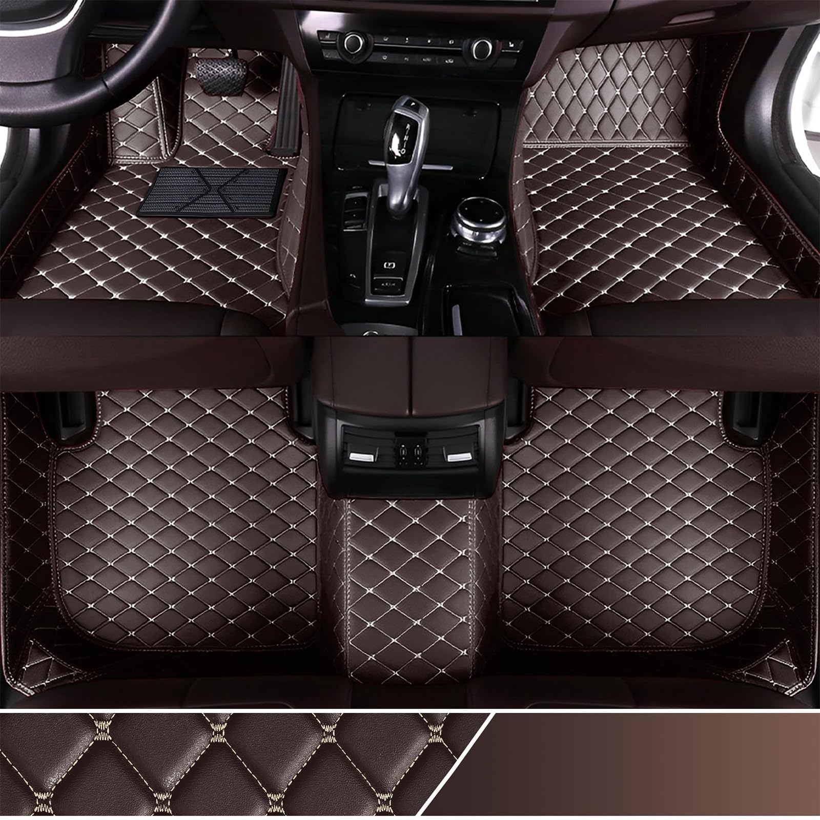 Auto Leder Fußmatten für VW Beetle / (Typ 5C) / Beetle Cabrio 2012-2017 2018 2019 Automatten Wasserdicht rutschfeste Bodenmatten Allwetter Fußmatten Autoteppiche Zubehör,Black White-normal von MAALLOP