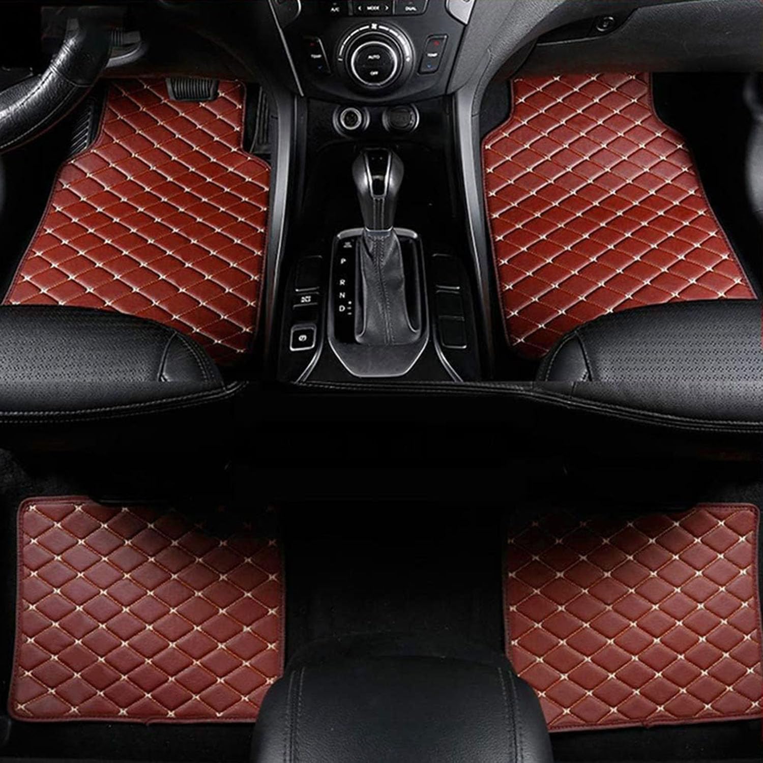 Auto Leder Fußmatten für VW Beetle Cabrio A5 2011 2012 2013 2014 2015 2016 2017 2018 (LHD), Allwetter wasserdichte rutschfeste Auto Fussmatten Set, Autoschutzzubehör,4 Brown-normal von MAALLOP