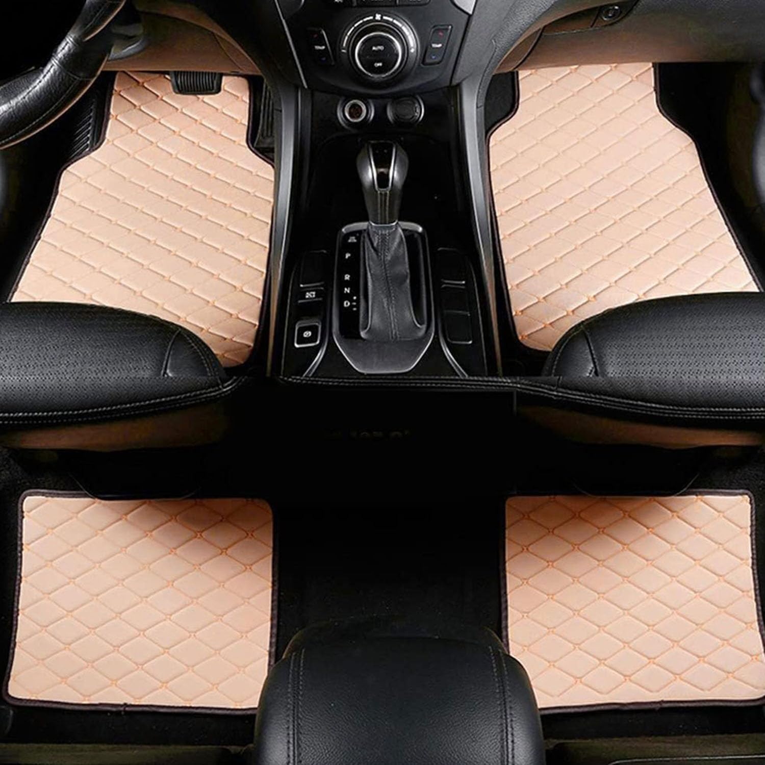 Auto Leder Fußmatten für VW Beetle Cabrio A5 2011 2012 2013 2014 2015 2016 2017 2018 (LHD), Allwetter wasserdichte rutschfeste Auto Fussmatten Set, Autoschutzzubehör,5 Beige-normal von MAALLOP