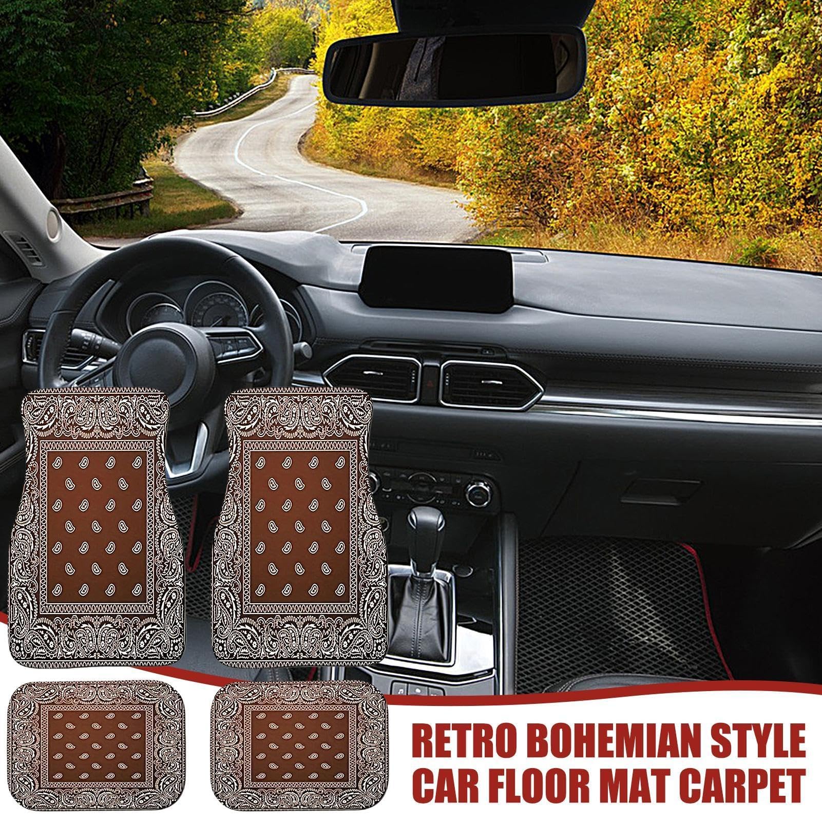 Boho-Auto-Fußmatte | 4 Stück Retro-Design-Automatten | Bohemian Auto Matten | Staubdichte Und rutschfeste Automatten | Strapazierfähige Teppiche | Böhmisches Autozubehör | Dekorative Auto-Fußmatten Boho-Auto-Fußmatte | 4 Stück Retro-Design-Automatten | Bohemian Auto Matten | Staubdichte Und rutschfeste Automatten | Strapazierfähige Teppiche | Böhmisches Autozubehör | Dekorative Auto-Fußmatten von MAALLOP