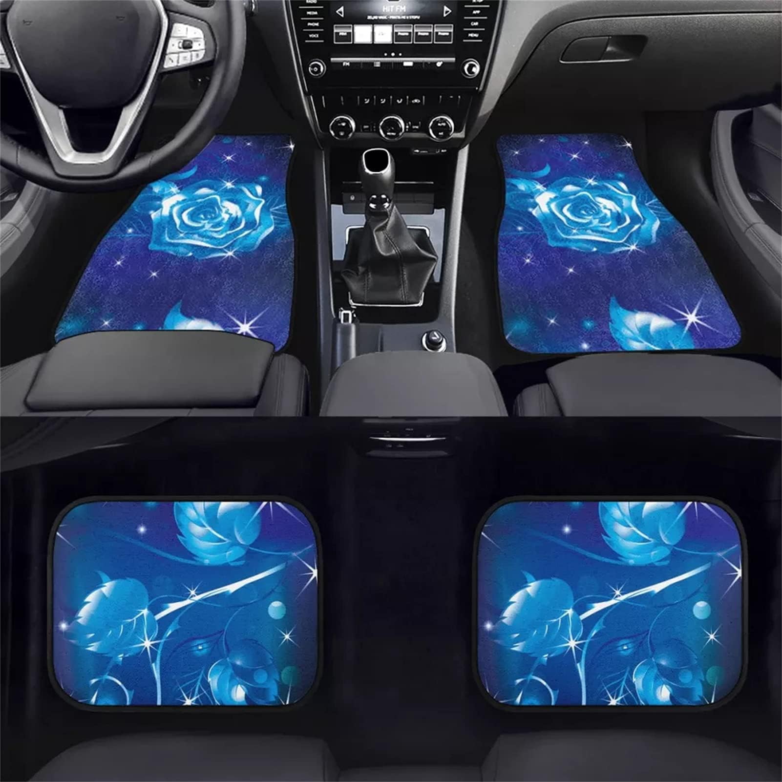 Bunte Hippie-Gänseblümchen-Muster, universelle Automatten, robuste Gummimatten, rutschfest, Bequeme Auto-Vorder- und Rückseite,Bling Rose u2013 Blau Bunte Hippie-Gänseblümchen-Muster, universelle Automatten, robuste Gummimatten, rutschfest, Bequeme Auto-Vorder- und Rückseite,Bling Rose u2013 Blau von MAALLOP
