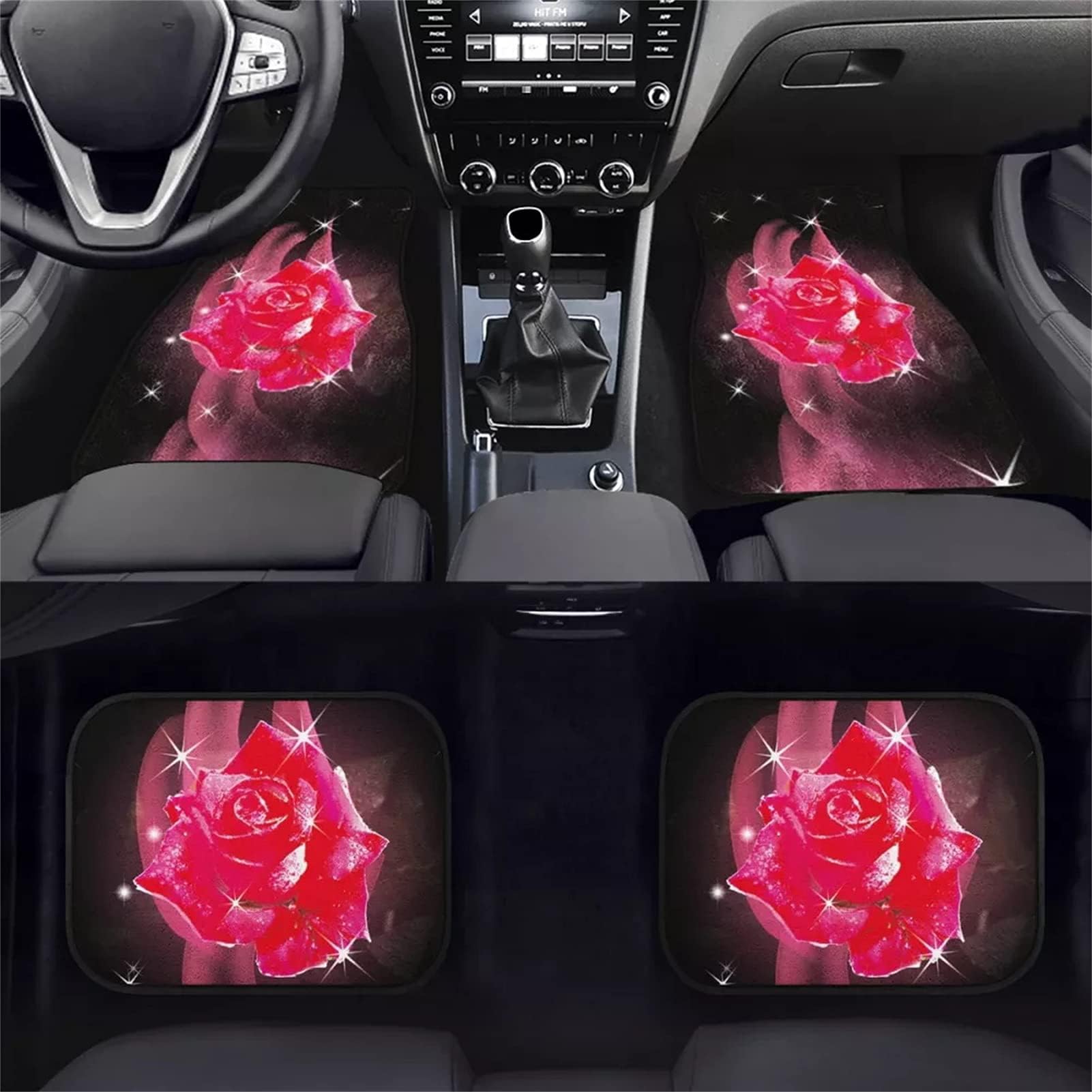 Bunte Hippie-Gänseblümchen-Muster, universelle Automatten, robuste Gummimatten, rutschfest, Bequeme Auto-Vorder- und Rückseite,Bling Rose u2013 Pink Bunte Hippie-Gänseblümchen-Muster, universelle Automatten, robuste Gummimatten, rutschfest, Bequeme Auto-Vorder- und Rückseite,Bling Rose u2013 Pink von MAALLOP