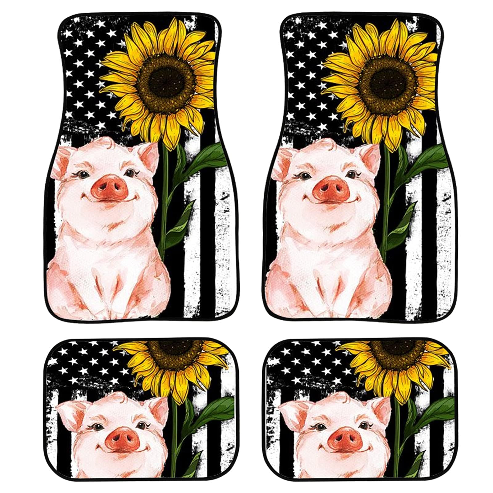 Bunte Hippie-Gänseblümchen-Muster, universelle Automatten, robuste Gummimatten, rutschfest, Bequeme Auto-Vorder- und Rückseite,Flagge Sonnenblume Schwein - Schwarz Bunte Hippie-Gänseblümchen-Muster, universelle Automatten, robuste Gummimatten, rutschfest, Bequeme Auto-Vorder- und Rückseite,Flagge Sonnenblume Schwein - Schwarz von MAALLOP