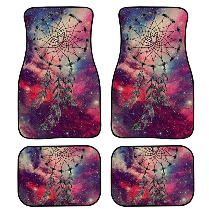 Bunte Hippie-Gänseblümchen-Muster, universelle Automatten, robuste Gummimatten, rutschfest, Bequeme Auto-Vorder- und Rückseite,Galaxy Traumfänger Violett von MAALLOP
