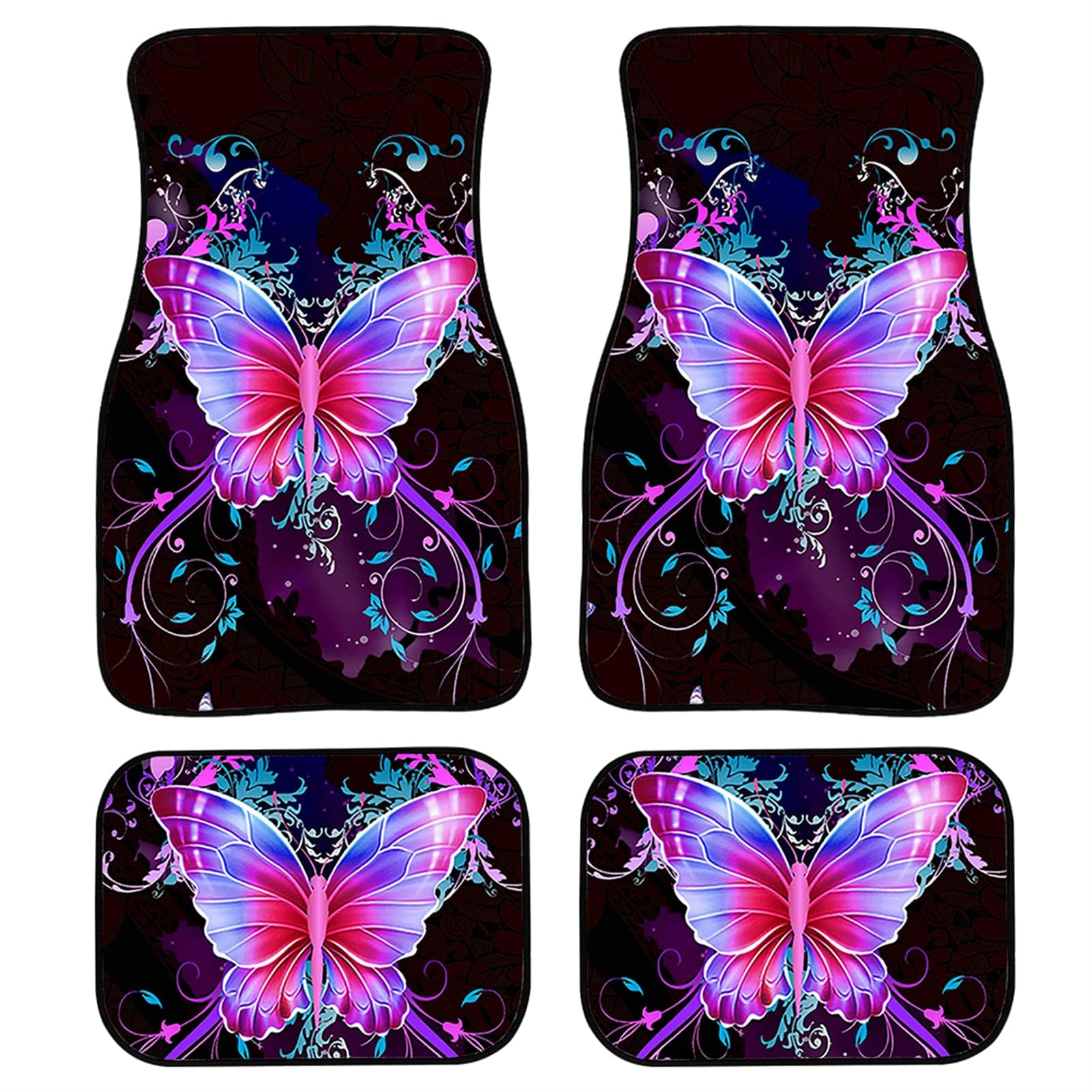 Bunte Hippie-Gänseblümchen-Muster, universelle Automatten, robuste Gummimatten, rutschfest, Bequeme Auto-Vorder- und Rückseite,Polynesischer Schmetterling Schwarz Bunte Hippie-Gänseblümchen-Muster, universelle Automatten, robuste Gummimatten, rutschfest, Bequeme Auto-Vorder- und Rückseite,Polynesischer Schmetterling Schwarz von MAALLOP
