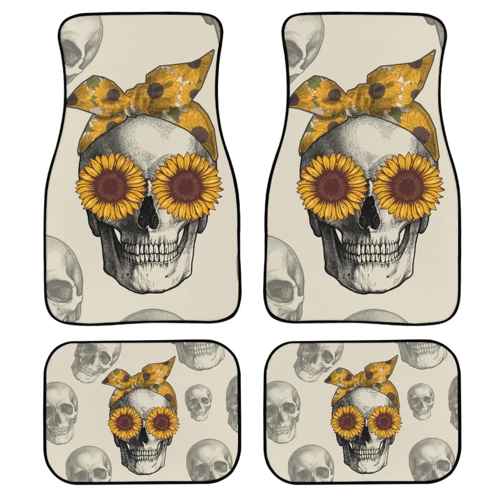 Bunte Hippie-Gänseblümchen-Muster, universelle Automatten, robuste Gummimatten, rutschfest, Bequeme Auto-Vorder- und Rückseite,Sonnenblumen-Totenkopf-Design Bunte Hippie-Gänseblümchen-Muster, universelle Automatten, robuste Gummimatten, rutschfest, Bequeme Auto-Vorder- und Rückseite,Sonnenblumen-Totenkopf-Design von MAALLOP