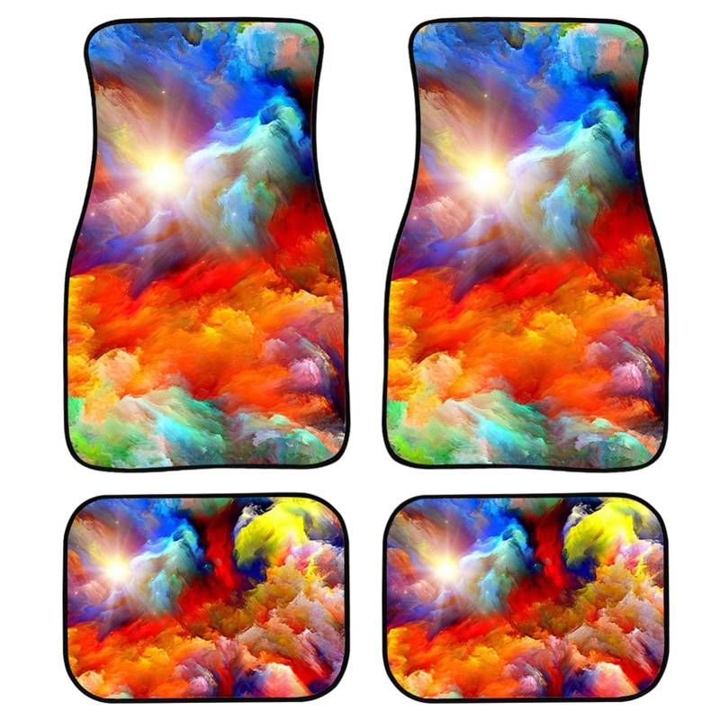 Bunte Hippie-Gänseblümchen-Muster, universelle Automatten, robuste Gummimatten, rutschfest, Bequeme Auto-Vorder- und Rückseite,Space Galaxy u2013 Multi von MAALLOP