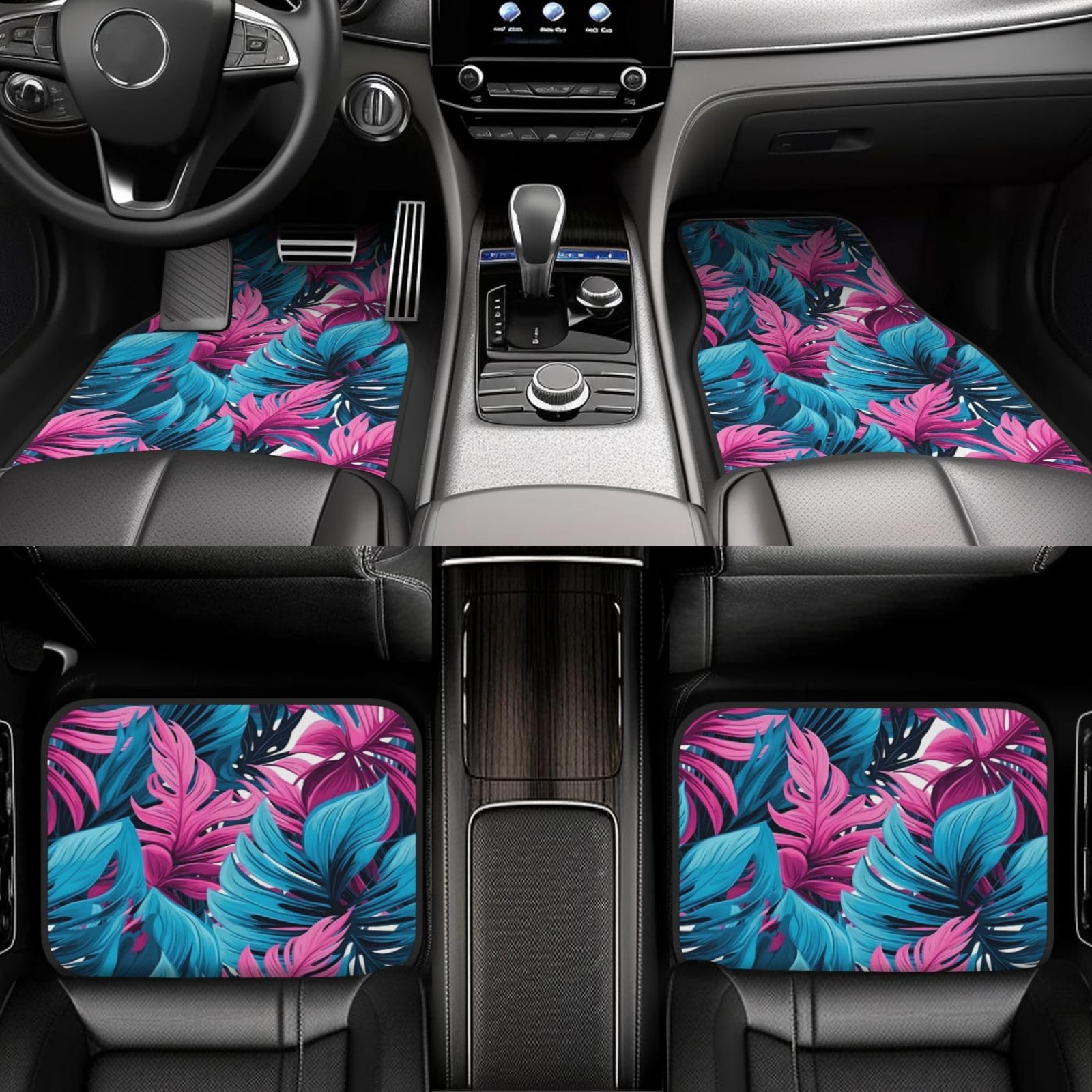 Bunte Stern Automatten Set mit 4 Universal Auto Fußmatten Anti-Rutsch Auto Fußmatten Dekorative Auto Teppich Protektoren für SUV Van LKW,Bunte Tropische Blätter Bunte Stern Automatten Set mit 4 Universal Auto Fußmatten Anti-Rutsch Auto Fußmatten Dekorative Auto Teppich Protektoren für SUV Van LKW,Bunte Tropische Blätter von MAALLOP