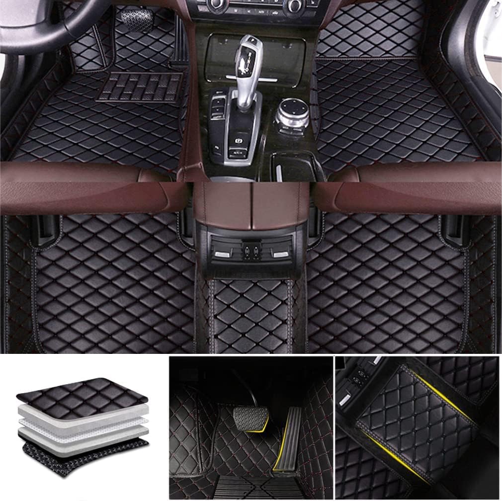 Fussmatten Auto für Audi Q7 (7 Seats) 2015-2019 2020 2021 2022 2023 2024 2025, Allwetterschutz All Inclusive Leder Fussmatten Wasserdicht Tragen Teppiche Matten Innen Zubehör,A,A-normal von MAALLOP