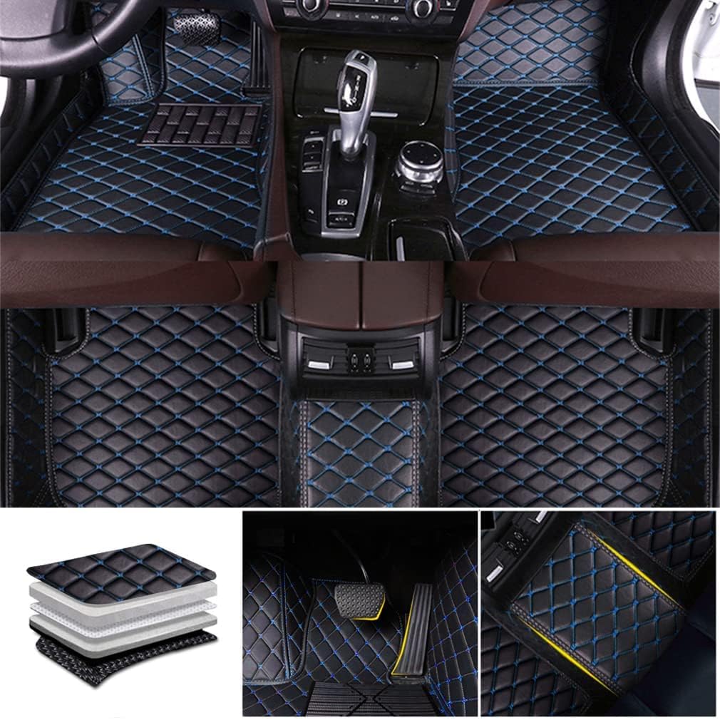 Fussmatten Auto für Audi Q7 (7 Seats) 2015-2019 2020 2021 2022 2023 2024 2025, Allwetterschutz All Inclusive Leder Fussmatten Wasserdicht Tragen Teppiche Matten Innen Zubehör,A,C-normal von MAALLOP
