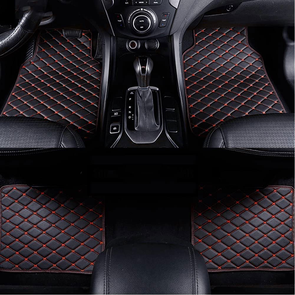 Fußmatten Leder Auto für Mercedes-Benz GLC SUV (X253) Glc 200 250 300 300e 350e 300de 2015-2023,Fussmatten Set Anti-Rutsch Bodenmatte Allwetter wasserdichte Teppiche,A/BlackRed-normal von MAALLOP