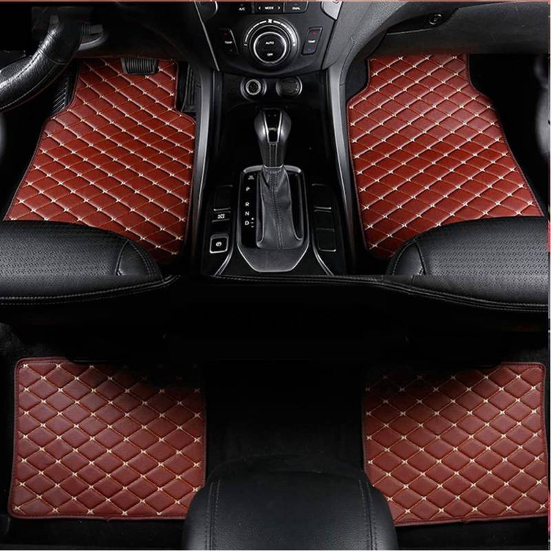 Fußmatten Leder Auto für Mercedes-Benz GLC SUV (X253) Glc 200 250 300 300e 350e 300de 2015-2023,Fussmatten Set Anti-Rutsch Bodenmatte Allwetter wasserdichte Teppiche,A/Brown-normal von MAALLOP