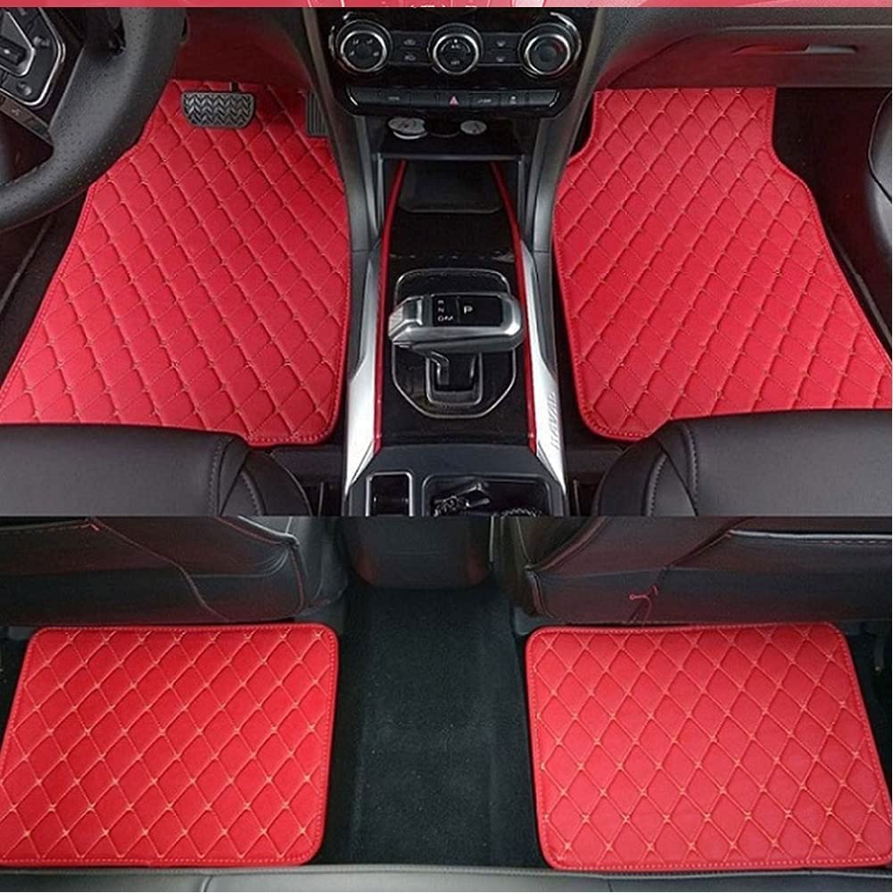 Fußmatten Leder Auto für Mercedes-Benz GLC SUV (X253) Glc 200 250 300 300e 350e 300de 2015-2023,Fussmatten Set Anti-Rutsch Bodenmatte Allwetter wasserdichte Teppiche,A/Red-normal von MAALLOP
