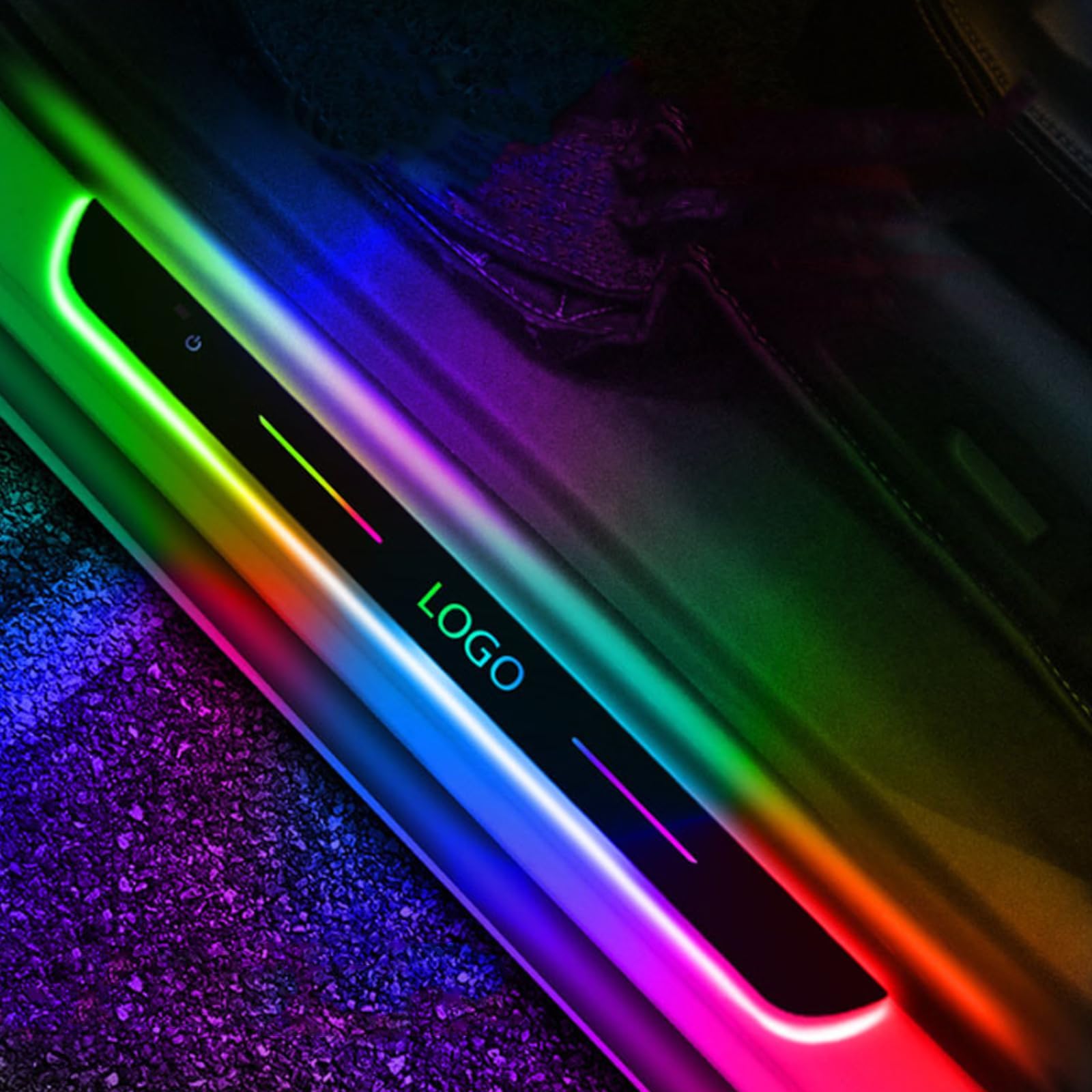 LED-Induktionslicht Einstiegsleisten, Personalisiert Auto led Einstiegsleiste mit Auto Logo/Text, 7 Voreingestellte Beleuchtungsfarben, Autoschwellenleiste Verdrahtungsfreies Atmosphärenlicht für Alle LED-Induktionslicht Einstiegsleisten, Personalisiert Auto led Einstiegsleiste mit Auto Logo/Text, 7 Voreingestellte Beleuchtungsfarben, Autoschwellenleiste Verdrahtungsfreies Atmosphärenlicht für Alle von MAALLOP