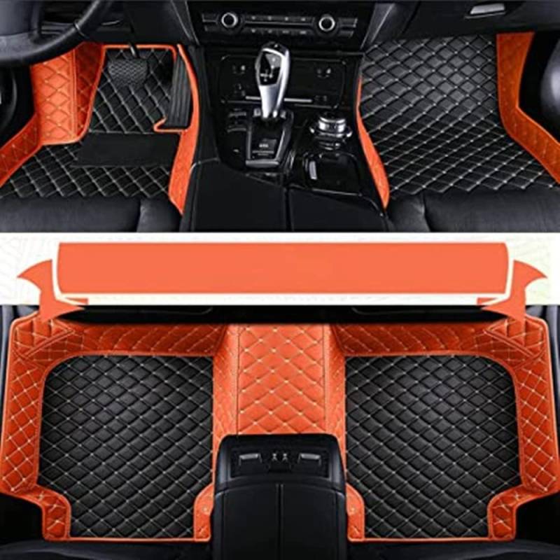 Nach Maß Auto FußMatten für 99% Stufenheck, Schrägheck, Coupe, Kombi, Cabriolet, Großraumlimousine 2000-2024,Orange+Schwarz beige von MAALLOP