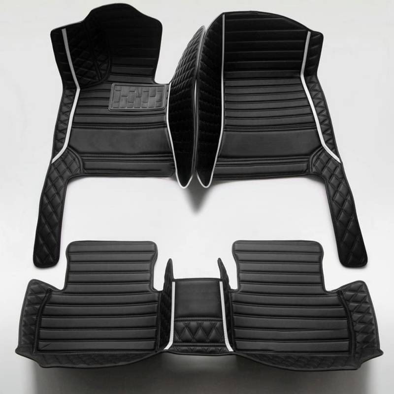 Nach Maß Auto FußMatten für 99% Stufenheck, Schrägheck, Coupe, Kombi, Cabriolet, Großraumlimousine 2000-2024,Schwarz+weiß Streifen von MAALLOP
