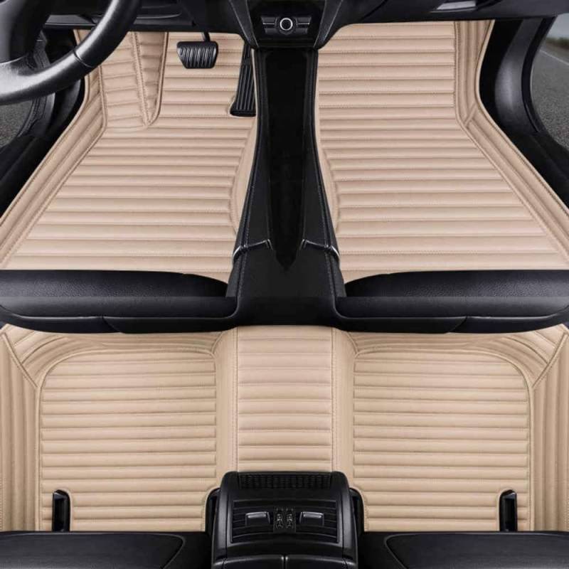 Nach Maß Auto FußMatten für 99% Stufenheck, Schrägheck, Coupe, Kombi, Cabriolet, Großraumlimousine 2000-2024,Streifen Beige von MAALLOP