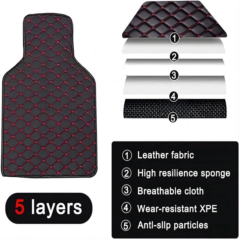 Nach Maß Auto FußMatten für Mercedes Benz GLC 200 260 300 200d 220d 300d 300e 300de 400d AMG GLC 43 63 Leder Wasserfest Antirutsch,C/Black-red-normal Nach Maß Auto FußMatten für Mercedes Benz GLC 200 260 300 200d 220d 300d 300e 300de 400d AMG GLC 43 63 Leder Wasserfest Antirutsch,C/Black-red-normal von MAALLOP