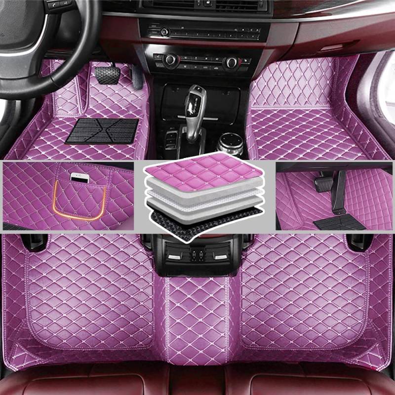 Nach Maß Auto Fußmatten Antirutschmatten Kompatibel mit Chevrolet Aveo Captiva Corvette Cruze Camaro Kalos,PU-Leder Allwetter Auto Fussmatten,Beige von MAALLOP