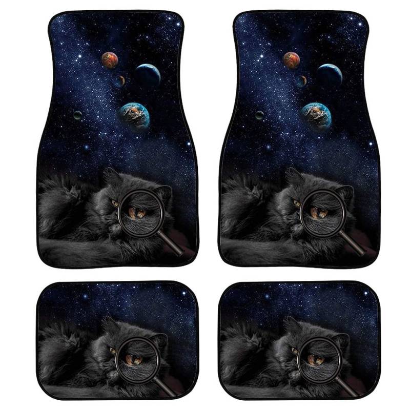 Star and Moon Automatte Bodenteppich Universal Fit LKW SUV Van Gothic Auto Zubehör Vorne & Hinten Bodenschutz Automatten Abdeckungen 4 Stück Gummi rutschfest,Galaxy Cat-Einheitsgröße von MAALLOP