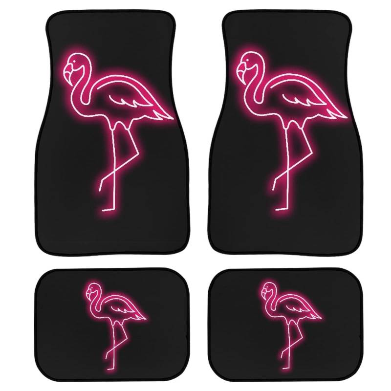 Star and Moon Automatte Bodenteppich Universal Fit LKW SUV Van Gothic Auto Zubehör Vorne & Hinten Bodenschutz Automatten Abdeckungen 4 Stück Gummi rutschfest,Rosa Flamingo-Einheitsgröße von MAALLOP