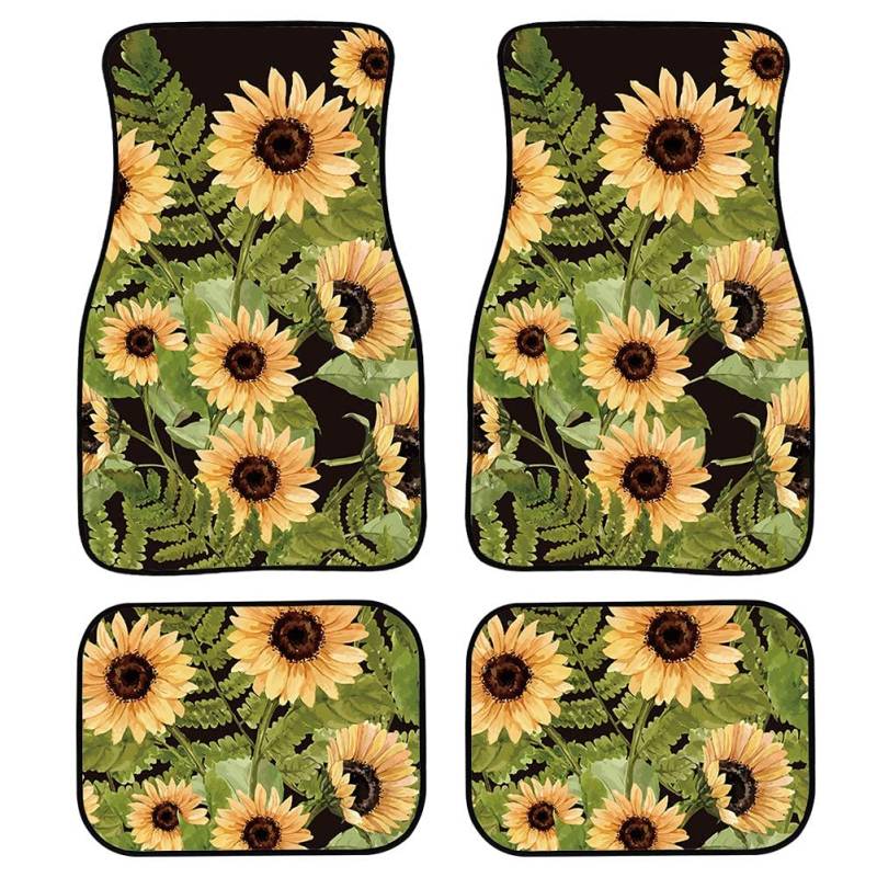 Star and Moon Automatte Bodenteppich Universal Fit LKW SUV Van Gothic Auto Zubehör Vorne & Hinten Bodenschutz Automatten Abdeckungen 4 Stück Gummi rutschfest,Sunflowers23-Einheitsgröße von MAALLOP