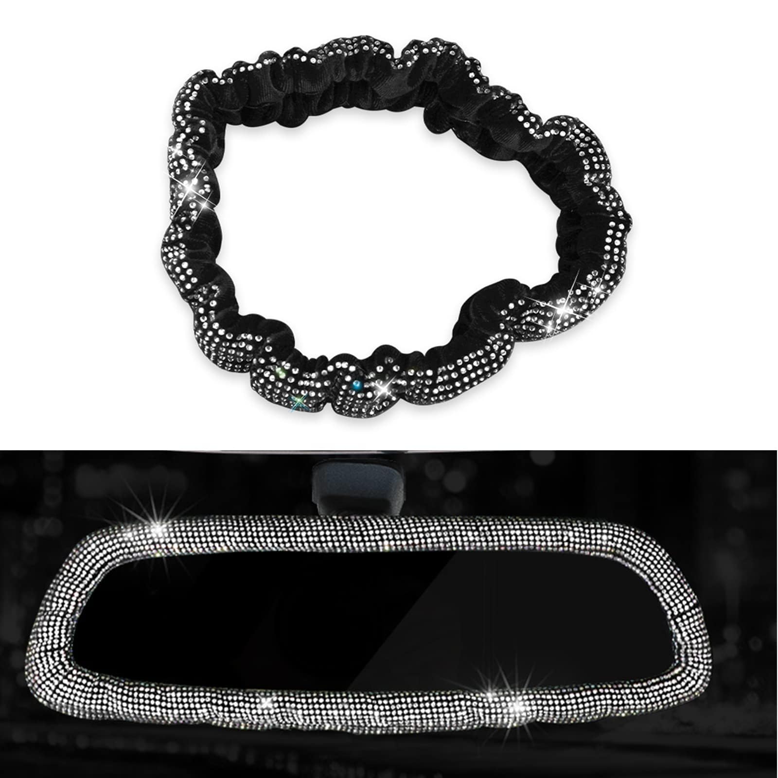 MACHSWON Bling Auto Rückspiegel Abdeckung Damen Full Drill Head Kissenbezug Kristall Strass Bling Auto Innenzubehör für Frauen Universal Fit - Weiß MACHSWON Bling Auto Rückspiegel Abdeckung Damen Full Drill Head Kissenbezug Kristall Strass Bling Auto Innenzubehör für Frauen Universal Fit - Weiß von MACHSWON