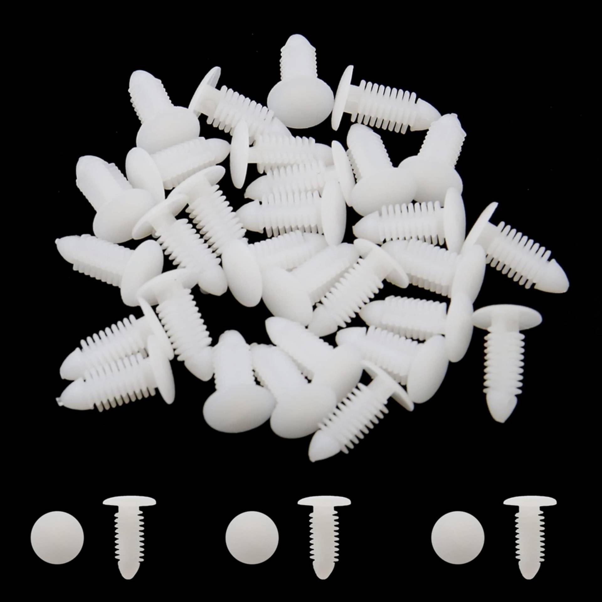 Kunststoff-Nieten, Spritzschutz-Verschluss, 7,5 x 6,5 mm, Weiß, 30 Stück Kunststoff-Nieten, Spritzschutz-Verschluss, 7,5 x 6,5 mm, Weiß, 30 Stück von MACHSWON