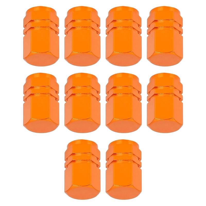 MACHSWON Auto 10 stücke Orange Reifen Stem Ventil Kappen Rad Ventil Abdeckungen Staubdicht Sechseck Form Aluminiumlegierung Reifen Kappe von MACHSWON