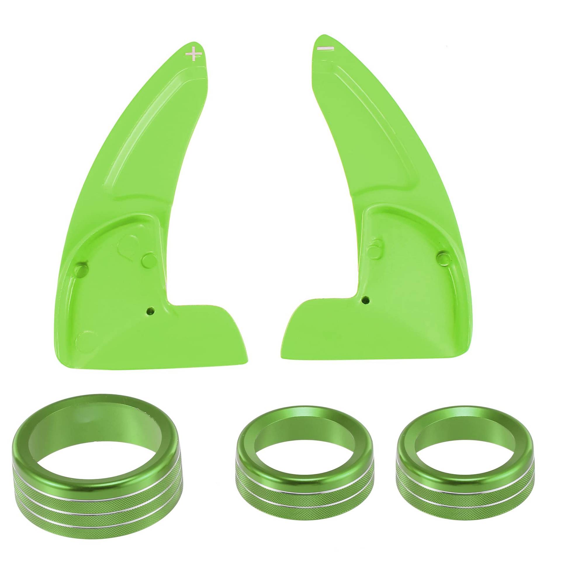 MACHSWON Auto-Lenkrad-Schaltwippe für Dodge Challenger Charger 2015–2021 Schalthebelverlängerungs-Set mit AC-Lautstärkeregler, Abdeckung Ring, Grün MACHSWON Auto-Lenkrad-Schaltwippe für Dodge Challenger Charger 2015–2021 Schalthebelverlängerungs-Set mit AC-Lautstärkeregler, Abdeckung Ring, Grün von MACHSWON