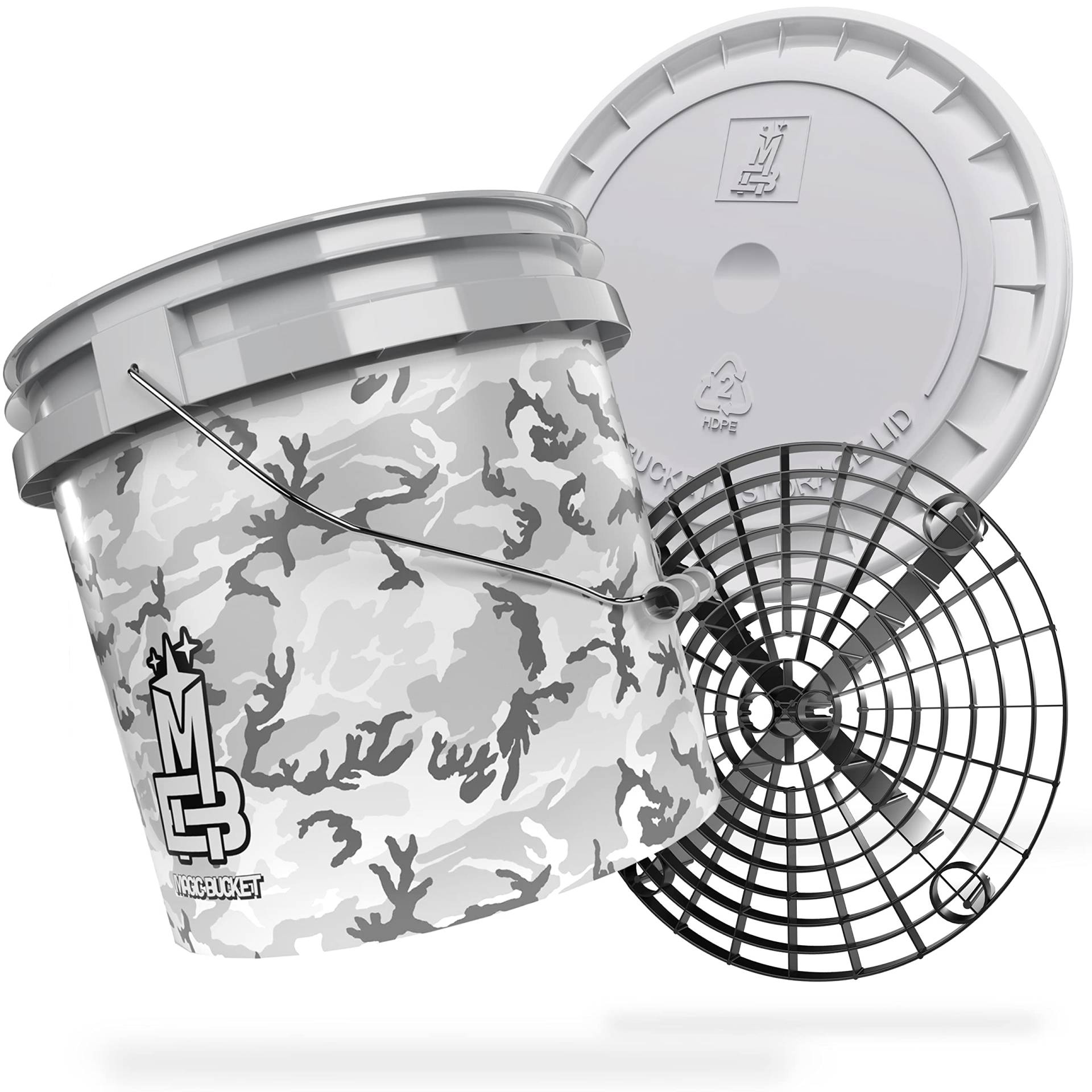 MAGIC BUCKET | Auto Handwäsche Bundle | Wascheimer mit passendem Eimer Deckel 3,5 US GALLONEN ca. 13 Liter | Mit Grit Guard Eimereinsatz Schmutzsieb | Waschset Camouflage Grau/Schwarz MAGIC BUCKET | Auto Handwäsche Bundle | Wascheimer mit passendem Eimer Deckel 3,5 US GALLONEN ca. 13 Liter | Mit Grit Guard Eimereinsatz Schmutzsieb | Waschset Camouflage Grau/Schwarz von MAGIC BUCKET
