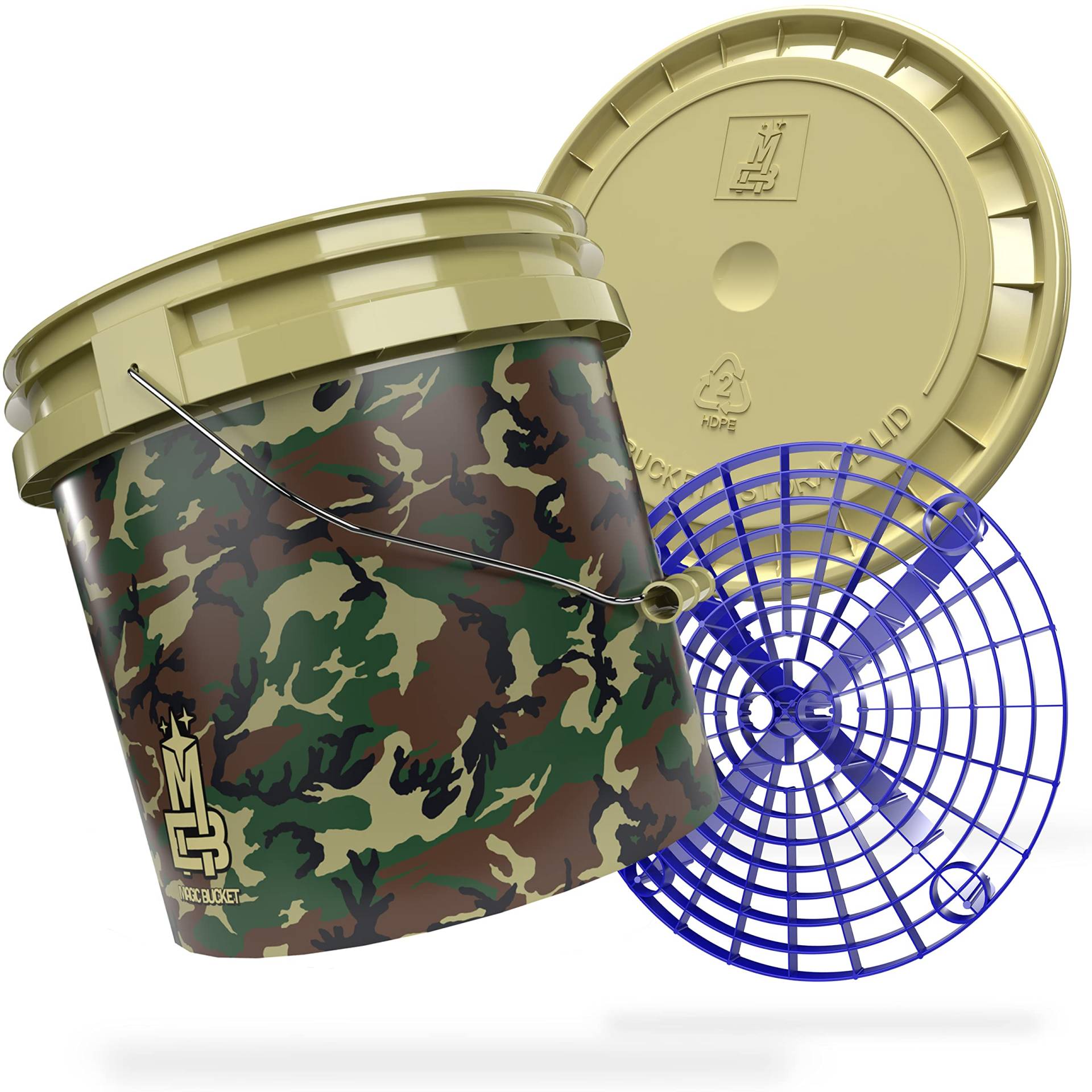 MAGIC BUCKET | Auto Handwäsche Bundle | Wascheimer mit passendem Eimer Deckel 3,5 US GALLONEN ca. 13 Liter | Mit Grit Guard Eimereinsatz Schmutzsieb | Waschset Camouflage Grün/Blau MAGIC BUCKET | Auto Handwäsche Bundle | Wascheimer mit passendem Eimer Deckel 3,5 US GALLONEN ca. 13 Liter | Mit Grit Guard Eimereinsatz Schmutzsieb | Waschset Camouflage Grün/Blau von MAGIC BUCKET